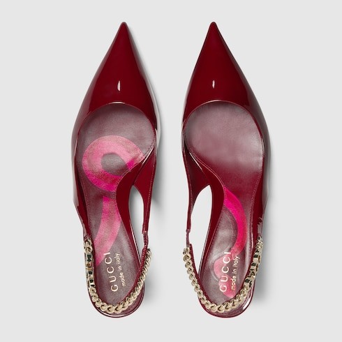 Gucci Encore Red Patent Leather Chinese New Year Collection Gucci Signoria Slingback Pumps